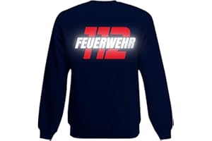 Shirt-Panda Herren Feuerwehr Sweatshirt · Feuerwehr 112 · Feuerwehrmann Sweater Bedruckt · Pullover für Feuerwehrleute · Druck auf Brust & Rücken · Unisex ·