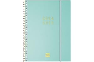 Finocam - Agenda Espiral 18 Meses 2024 2025 Semana Vista Horizontal Julio 2024 - Diciembre 2025 (18 meses) Turquesa Internacional