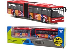 WFKKMEQ Toy Car, Pull Back Vehicle Toy Bus Mini Toycar Bus Model Car Small Bustoy Friction Powered Vehicles Die-cast City Buses Toys Cars Model Educational Toys Birthday Gift for Kids(Red)