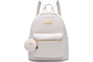 IHAYNER Women Fashion Backpack Purse Leather Flap Rucksack Convertible Mini Backpack School Bag with Tassel Casual Daypack for Girls , Beige, M