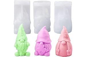 XQMMGO Pack of 3 3D Gnome Silicone Mould for Casting, Easter, DIY Candles, and Soap