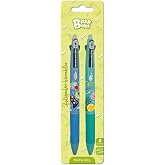 Grafoplas - Set of 2 Erasable Pens Bits&amp;Bobs 4 in 1, Gel Ink Blue, Black, Red, Green, Retractable Tip 0.8 mm, Green-Blue Mode