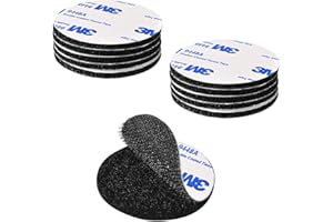 Rusoz Scratch Autocollant Double Face Extra Fort, Noir Bande Auto-Adhésif Réutilisable Rond 5cm Adhesif Double Face Puissant pour Bricolage/Cadre Photos, 10 pièces