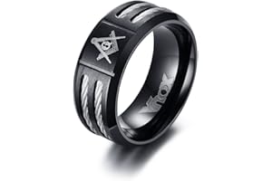 Vnox Filo di acciaio inossidabile massone massonico Banda Anello Uomo Nero 9mm