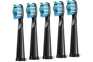 TEETECK 5pcs Replacement Toothbrush Heads for Fairywill D7/D8/FW507/FW508, FW551/ FW917/ FW959/ FWD1/ FWD3 Black