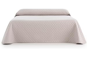 Sanelitex | Colcha Reversible Cama de 180 / 270x270 - Colcha Extrasuave Color Marfil - Colcha 100% Made in Spain con Relleno 90 Gr/m²