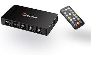 Ocypus Delta EH10 10-Port PC Fan Hub with Remote Controller- 4-pin PWM or 3-pin ARGB Controller, Magnetic Mount, 5V/12V Support, Smart Protection (BK)