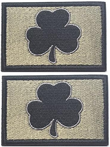 Saint Patrick's Day Shamrock Clover Tactical Morale Embroidery Hook and Loop Patch 2.95" x 1.97", Subdued Irish Tactical Patches for Clothes Jeans Jackets Backpacks (Army Green & Black)