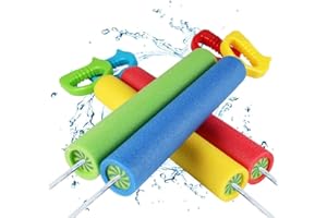 LOHOOM Foam Water Guns for Kids, Beach Toys Foam Water Pistol Beach Toys Mixed Colors Foam Water Pistol Beach Toys Squirt Gun Water Blaster Pool Toys for Party Favors Pool Garden Outdoor (4pcs)