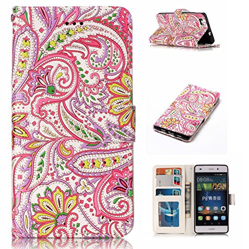 Huawei P8 lite Case,BONROY® Huawei P8 lite Painting design PU Leather Phone Holster Case, Flip Folio Book Case, Wallet Cover with Stand Function, Card Slots Money Pouch Protective Leather Wallet Case for Huawei P8 lite