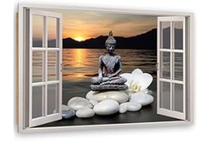 Feeby Cuadro Decorativo Zen SPA Arte de la Pared con 3D Efecto Multi 60x40 cm
