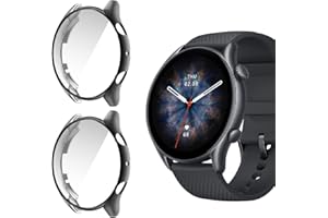 Niboow Funda [2-Piezas] Compatible con Amazfit GTR 3/Amazfit GTR 3 Pro, con Protector de Pantalla, Protección Completa Carcasa para, TPU antirrayas Protectora para Amazfit GTR 3/GTR 3 Pro-Negro+Negro