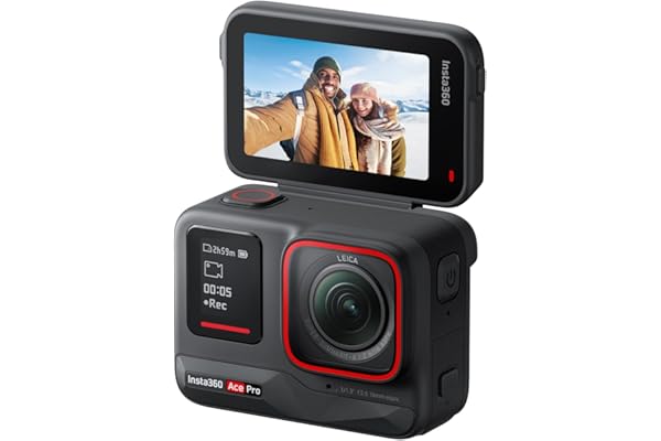 Insta360 Ace Pro - Caméra d'action étanche conçue avec Leica, capteur de 1/1,3", réduction du bruit par l'IA pour une qualité d'image inégalée, 4K 120ips, écran rabattable 2,4" et fonctionnalités d'IA
