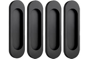 MOROBOR Tiradores ovalados autoadhesivos para puerta corrediza, 4 unidades, aleación de aluminio, sin perforaciones, para puertas corredizas de granero, ventanas, armarios, cajones (negro mate, 100