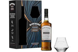 BOWMORE Legend Islay Single Malt Scotch, Coffret avec 1 Verre, Whisky Ecossais, 40% - 70 cl
