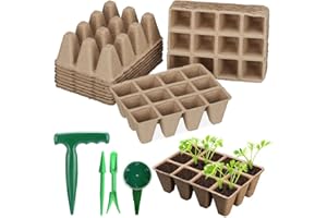 Kaimeilai 12 PCS 4.5 cm Griglie per Piantine, Vasetti per Piantinesemina Piccolo Fibra biodegradabili Vasi, Vasetti per Piantine e Strumenti per trapianto, Vasetti Torba per germinazione e taleaggio