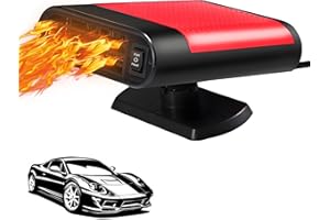 autozen car heater 12v, 2 in 1 car windscreen heater 200w car winter kit 360° rotation for vehicles quick heating, black+red