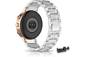 LXURY Bling Metall Armbänder kompatibel mit Fossil Riley Quartz Armband, 18MM Funkelnd Diamant Metall Ersatz Armband (Silber)