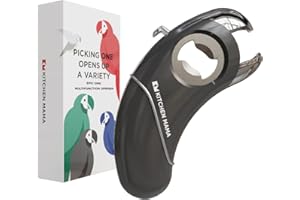 Kitchen Mama Epic One - Multifunktionaler Flaschen-Öffner: Öffnet Flaschen mit Schraub- und Kronkorken, Dosen, Aufreißlaschen und Gläser – Ergonomisch, Handfreundlich, Ideal bei Arthritis – Stahlgrau