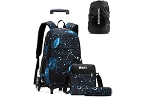 VOICI ET VOILA Set 4 Zaino con Ruote Scuola Zaino Trolley Borsa Scuola Elementare Zaini Bambina Ragazzi Media Zainetti Bambini con Rotelle Valigie Primario Secondario