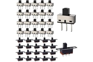Gebildet 40 szt. Przełączniki Suwakowe 250V/3A, 1P2T SPDT 3pinowe 2pozycyjne SS12D10 i 50 V/0,5 A Mini Panelowy Przełącznik Suwakowy ON/OFF SS12F15 3-pinowy przełącznik dwupozycyjny