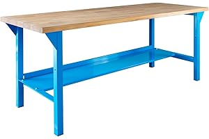 ADB établi werktisch l200xT75xH84 cm rAL 5012 avec étagère de rangement
