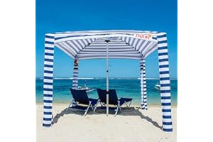 CNZON Tente de plage, auvent de plage, cabane de plage avec sac de transport, grand espace de 1.8x2.1 m, imperméable et UPF UV 50+, parasol d'extérieur pour plage, camping, jardin amusant ou pique-niques