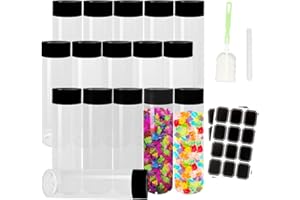 BiBOTLSFLY 16 Pack 500ml 16oz Plastic Juice Bottles with Black Lids, Transparent Reusable Empty Drink Bottles Ideal for Water, Juice, Milk and Other Homemade Beverages