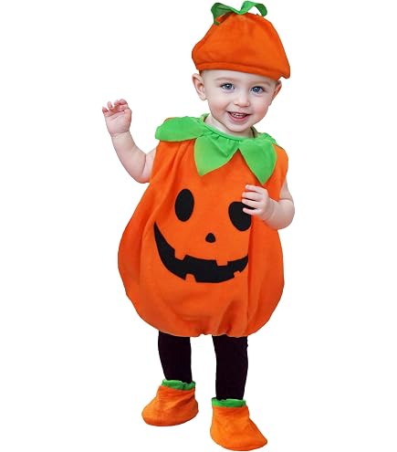 Tuta Halloween Neonato Zucca - Costume Invernale Con Manica Lunga Per Bambino 3-6 Mesi