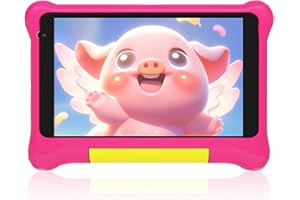 MOUIKEI Lville Kids Tablet 7 inch, Android 13 Tablet for Kids with Quad Core, 32GB, 2500mAh, Parental Control, Kidoz Installed, HD Display, WiFi, Bluetooth,Tablet with Kid-Proof Case for Kids, Pink