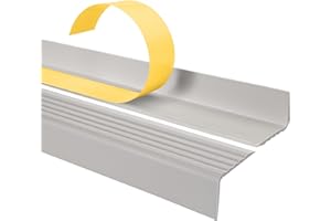 QUEST Profilo per bordi scale - Profilo angolare in PVC autoadesivo, Paraspigolo - Strisce antiscivolo per gradini - 40x25mm, Grigio chiaro, 80cm