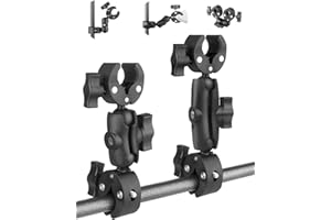 JEBUTU Supporto Action Camera (2 pezzi), Supporto Morsetto per Fotocamera, Morsetto a Doppia Testa, 360 Rotazione, Super Morsetto Versatile per Moto Bicicletta Ombrello Treppiede (9cm+6cm)