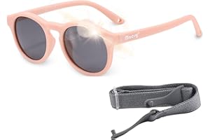 Maesy Gafas de Sol para Bebé y Niño, 1-3 Años, Protección Polarizada UV400, Montura Flexible y Blanda, Cinta Elástica Ajustable, Gafas de Sol Seguras y Cómodas para Niños, Bowi