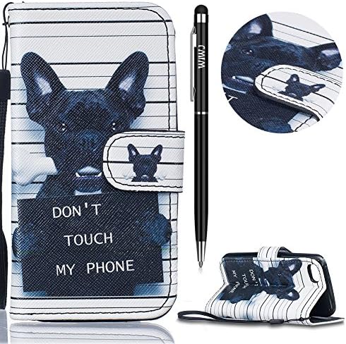 iPhone 5C Case,iPhone 5C Case Leather,WIWJ Cute Animal Pattern Flip PU Wallet Case Slim Soft Cover Case Foldable Bookstyle Phone Case Lovely Dog Printing Folio Designed Protective Cover with Stand Function Magnetic Money Pouch Feature Smartphone Phone Shell with Card Holder Detachable Notebook Leather Case for iPhone 5C - Don't touch my Phone + 1 x Black Touch Stylus Pen