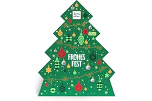 ‎RITTER SPORT Ritter Sport Schokowürfel Adventskalender Tannenbaum, 24 Türchen mit Schokowürfeln in festlichem Weihnachtsdesign, ideal als Geschenk für Kinder & Erwachsene, 1 Weihnachtskalender, 208g