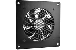 euroharry Ventilateur USB, 120 mm, avec 3 vitesses réglables 5 V/0,3 A, avec cadre en aluminium brossé noir moderne, pour home cinéma, armoire AV