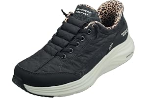 Skechers dam CONTOUR FOAM LEOPARD DREAM träningsskor, Black Mesh/Duraleather/Leather/Leopard Trim, 38 EU