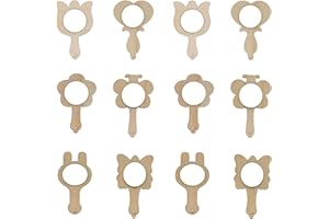 FLOATDREAM 12 Piezas Mini Espejo de Madera, Espejos de Madera, Espejo de Mano para Manualidades, para Pintura de Bricolaje, Decoraciones de Escritorio, Artesanías (Color Madera)