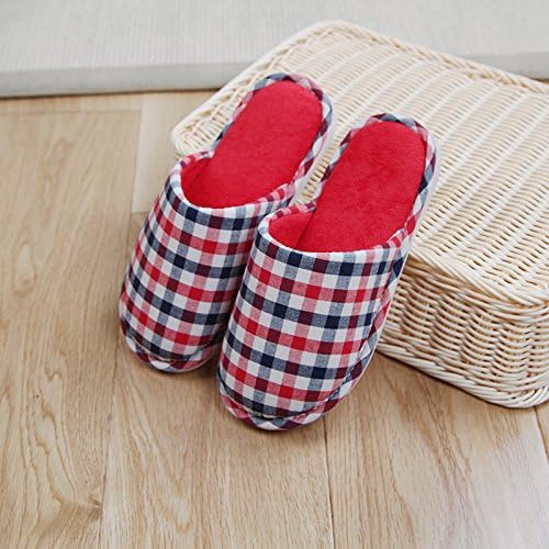 CWAIXXZZ plush slippers The floor of the bedroom slippers couple of cotton linen four season home office Female Male during the spring and autumn thin, cotton slippers ,40-41 (39-40), the red CB2