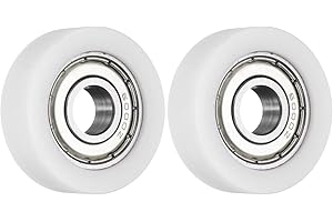 sourcing map 2Pcs Ball Bearing Guide 10 x 35 x 11mm Double Shielded POM Roller Bearings, Flat Pulley Wheel for Furniture, Hardware Accessories, White