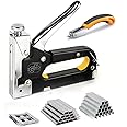 Heavy Duty Staple Gun, 3 in 1 Heavy Duty Stapler Staple Gun with Stapler Remover and 2100Pcs Staples, Tracker Machine with Pins Staple and Nail Gun for Wood Furniture Woodworking SofaSeat Cover Repair