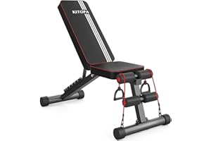 Kitopa Panca Palestra Regolabile, 660LBS Panca Palestra Pieghevole per l'Allenamento di Tutto il Corpo, Multifunzione Piatto/Inclinazione/Declino Panca, 3 Secondi di Stivaggio Rapido