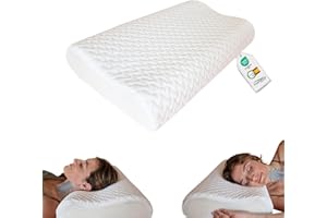 MOMMY CONFORT Almohada Viscoelástica Cervicales y Cuello - Funda Interior + Funda Lavable con Cremallera - Almohada Cervical Doble Altura Ergonomica + Ortopédica Reducir Dolores Cuello