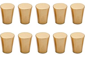 GWOLF Gwotfy Pomelli per Mobili in Ottone Spazzolato, 10 Pezzi Maniglia Tonda Monoforo in Ottone Massiccio, Manopola in Ottone con Viti, Maniglie per Mobili Armadio Cassetto, Oro