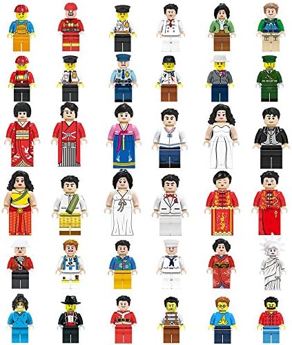 Mini Figures Set-36 Piece Minifigures Set of Professions, Building Bricks of Community People from Different Industries Complete, Building Blocks Kids Educational Toy Gift (36 pieces)
