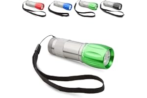 ANTEVIA MATÉRIAUX ANTEVIA - Latarka LED |9 ultra mocnych diod LED i pasek na rękę | Ponad 20 MODELI| Materiał: Aluminium | Latarka na baterie | Kolor: Zielony (Lumosh)