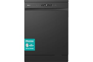 Hisense HS622E90BUK Standard Freestanding Dishwasher, Height 85 cm, E Classification, Black, 24 x 23 x 33 Inches (L x W x H) [Energy Class E]