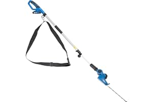 Hyundai 20 V Cordless Long-Reach Pole Hedge Trimmer – 450 mm Dual-Action Blade, 2.6 m Telescopic Pole (3.6 m Reach), 5-Position Pivot Head, Battery & Charger Included