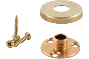 ElekTek Piastra Posteriore per Portalampada, Ottone - Filettatura maschio 10 mm e viti con coperchio - Da abbinare al portalampada E27 da 10 mm Ottone