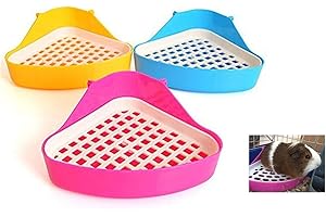 SIGAER 1PC Small Animal Triangle Toilet Potty Trainer Pet Pee Corner Litter Tray Training for Hamster Chinchilla Guinea Pig Cat Bunny Ferret (Blue)